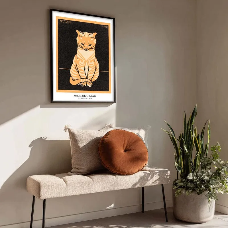 Sitting Cat Julie De Graag Archival Canvas Wall Painting - Black Frame media 4