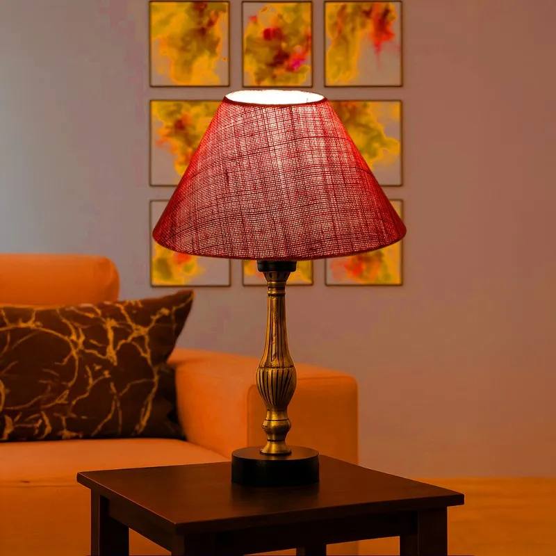 Aurelo Zyra Wooden Table Lamp - Pink media 1