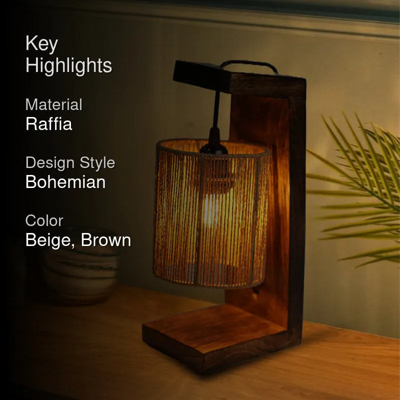 Arcadia Glow Rattan Table Lamp - Beige,Brown media 2