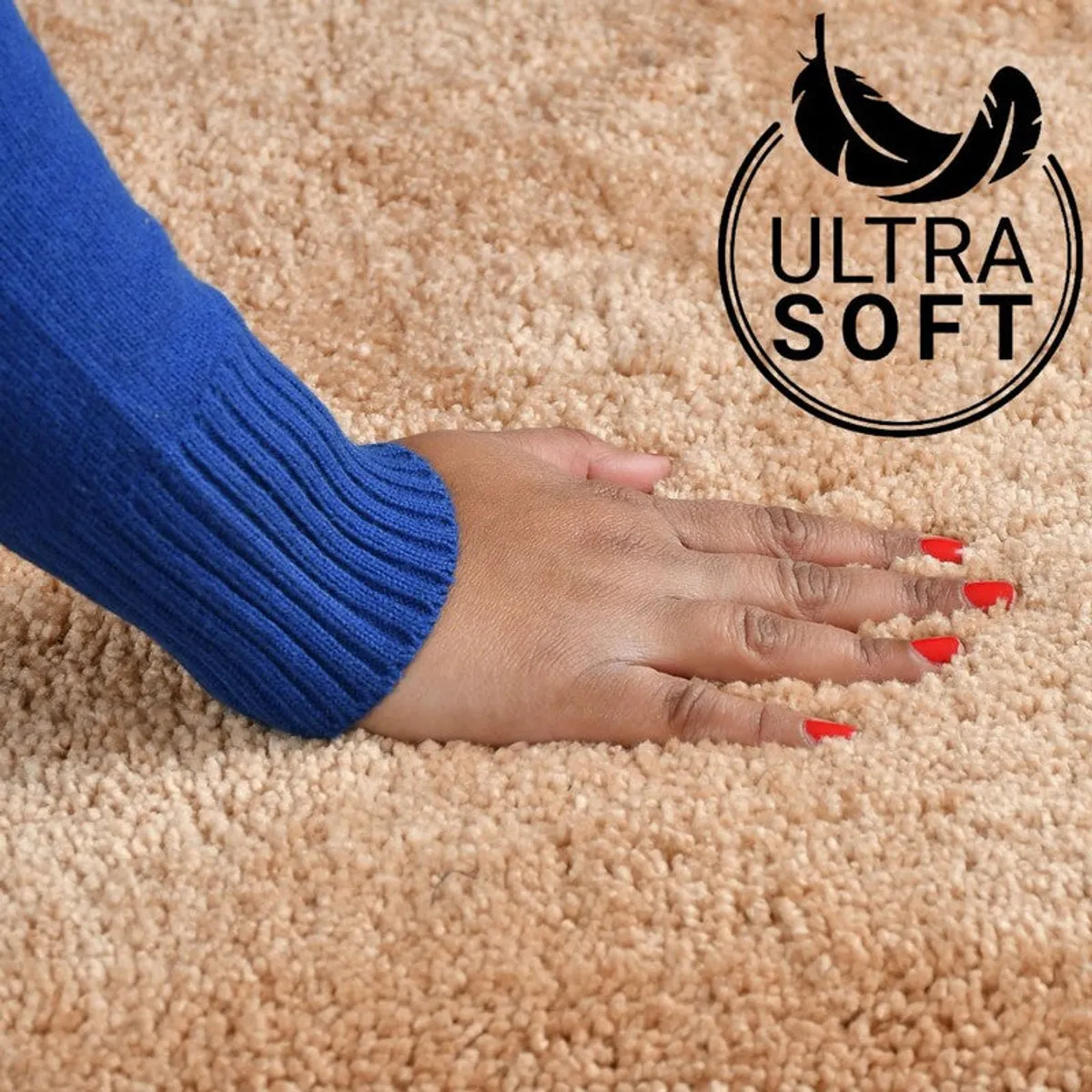 Close-up of the soft beige micro-fibre bath mat surface