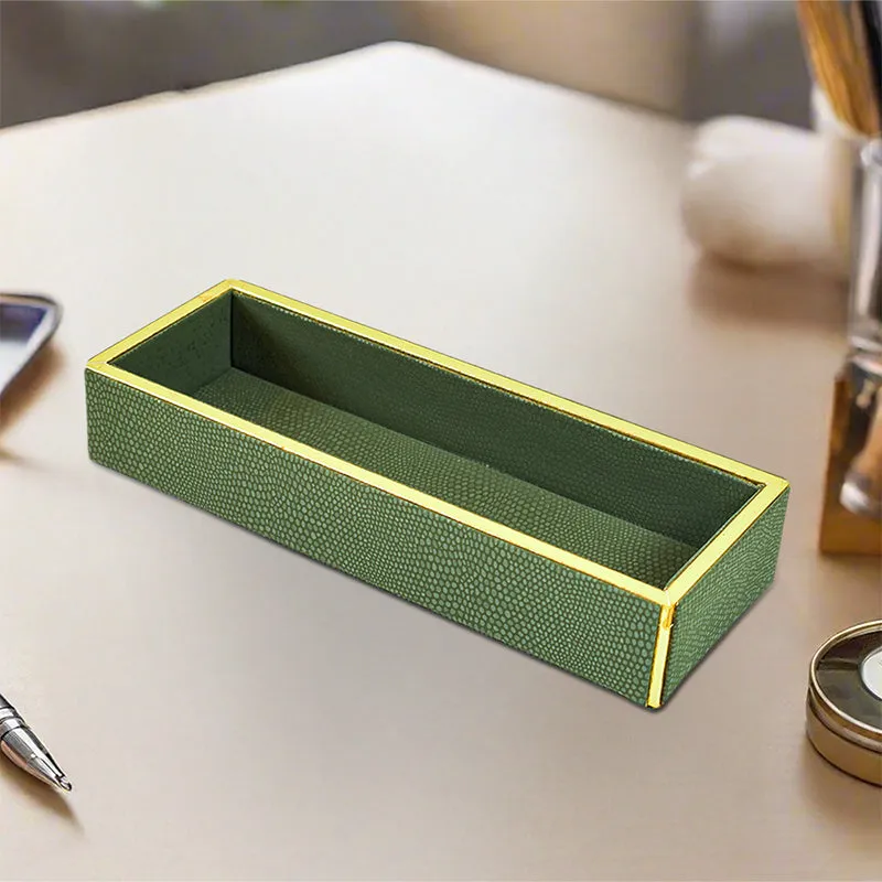 Tisquo Faux Leather Cutlery Tray - Olive Green media 1