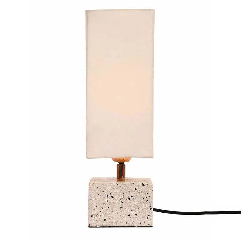 Square Terrazzo Hand Crafted Fabric Table Lamp - White media 5