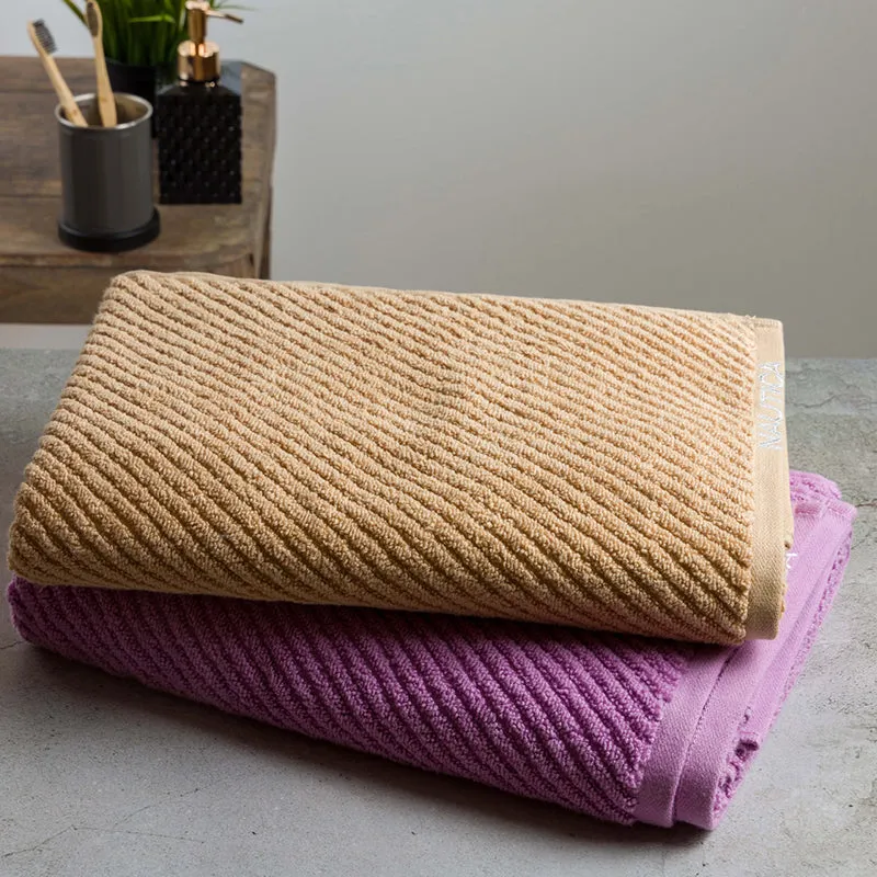 Nautica Riviera Soft Cotton Bath Towel (Beige & Lilac) - Set Of Two media 4