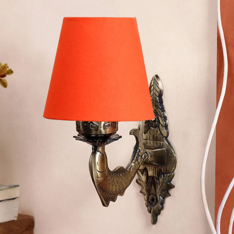 Ziada Stiva Conical Fabric & Metal Wall Lamp - Orange media 3