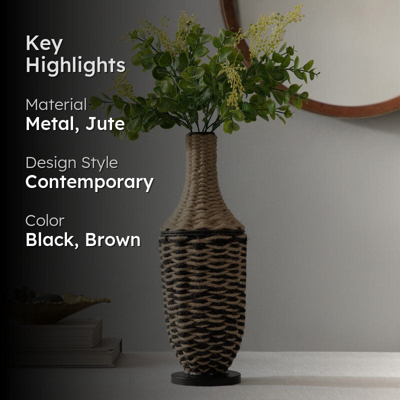 Nomara Jute Vase - Black,Brown media 2