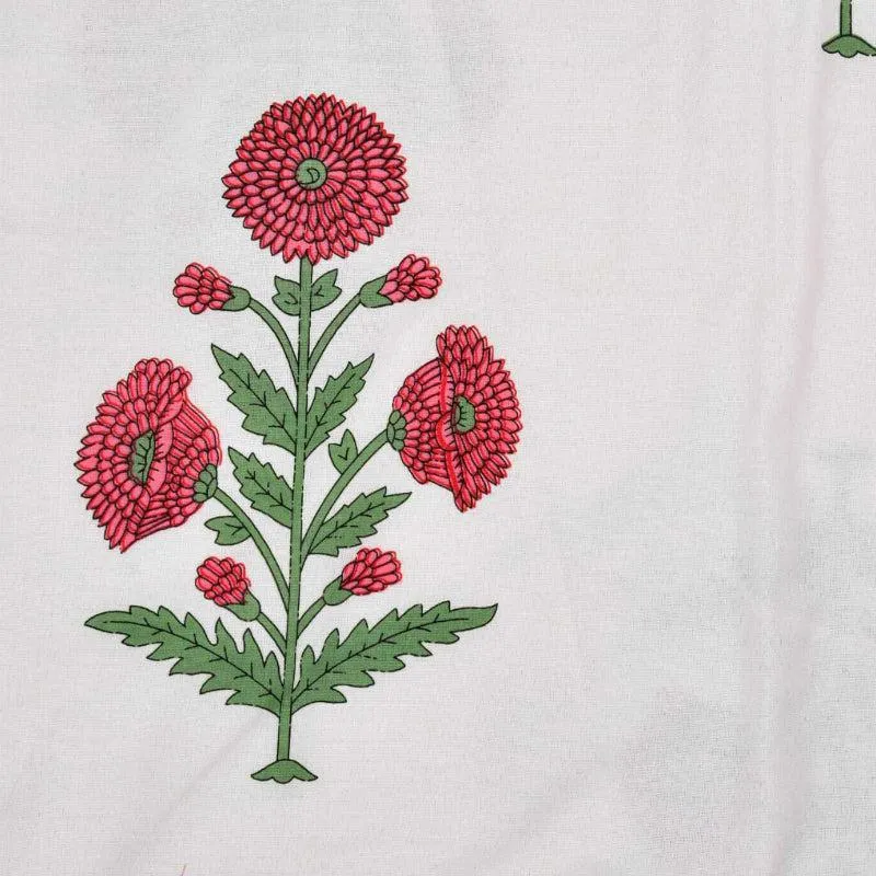 Tapas Floral Reversible Cotton Dohar (White & Pink) - 180 GSM media 4