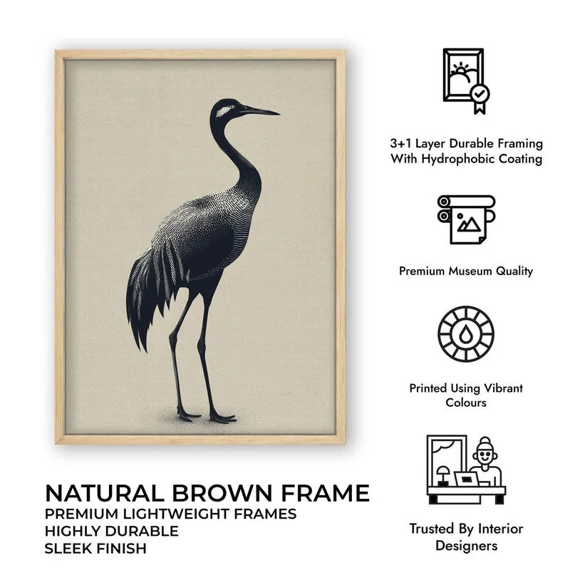 Graceful Crane Canvas Wall Painting With Brown Frame media 11