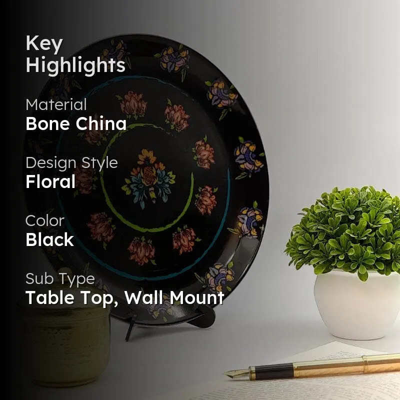 Floral Passion Decorative Plate - Black media 2