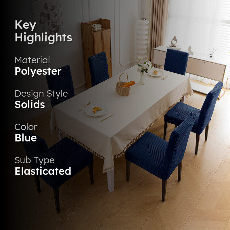 Wrapture Solid Chair Cover (Navy Blue) - Set Of Six media 2
