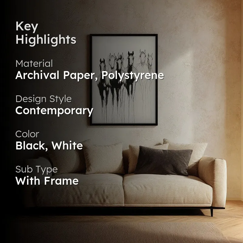 Horse Beyond Lines Wall Painting With Black Frame media 2