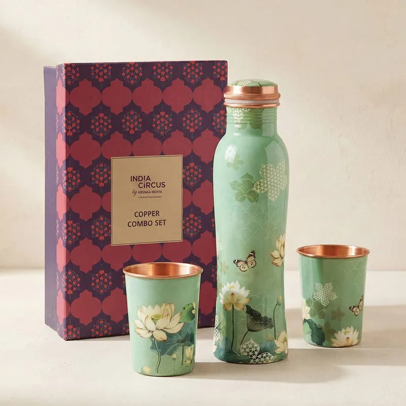 Sage Serenity Copper Bottle with Glasses - Three Piece Set media 3