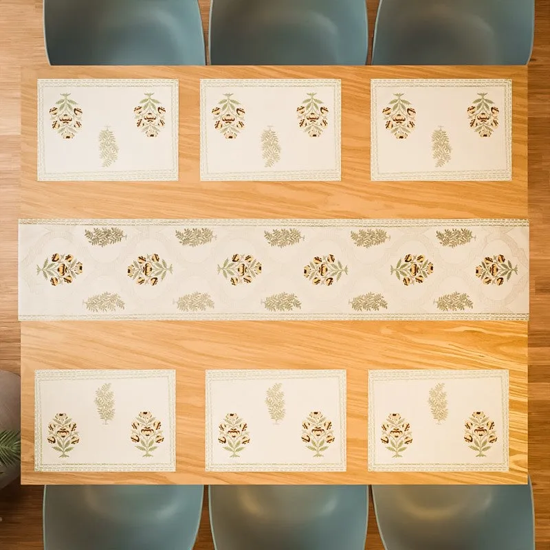 Earthy Elegance Cotton Table Linen Set (Brown) - Seven Piece Set media 3