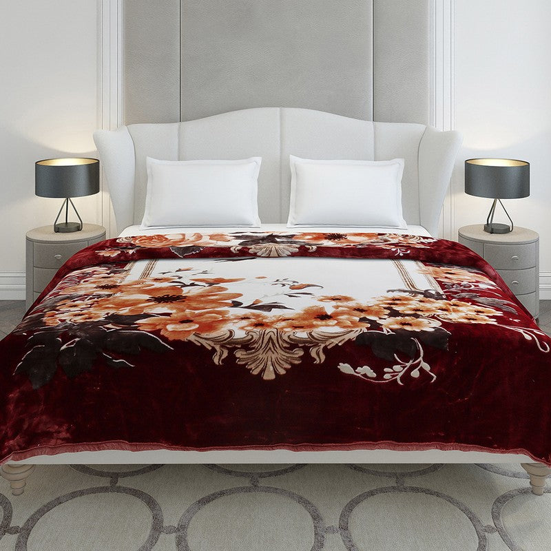 Monte Carlo Velvet Blossom Blanket (Red,Orange) - 947 GSM media 4