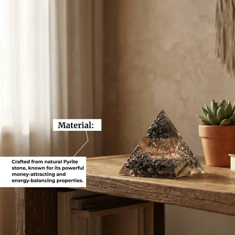 Pyrite Money Attraction Glass Pyramid media 6