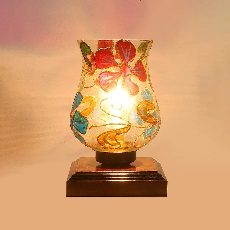 Glowelle Mosaic Glass Table Lamp With Wooden Base - Multicolor media 7