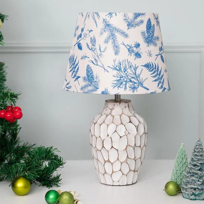 Floral Flamboyant Yvie Fabric Table Lamp - White,Blue media 3