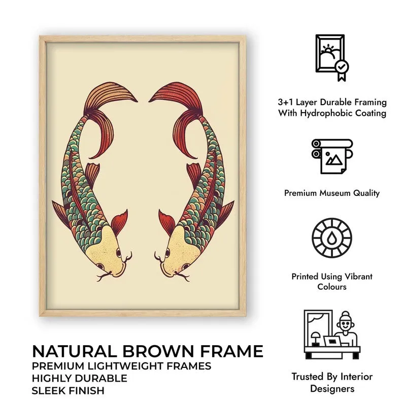 Decorative Bird Illustration Canvas Wall Painting With Brown Frame media 12