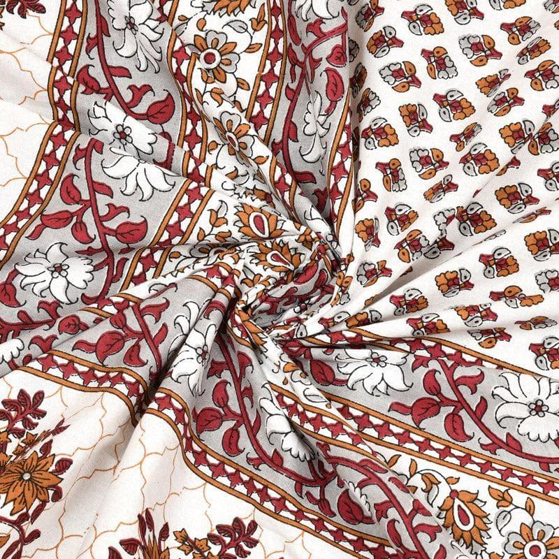 Prerna Ethnic Printed Cotton Bedsheet (Brown) - 140 TC media 5
