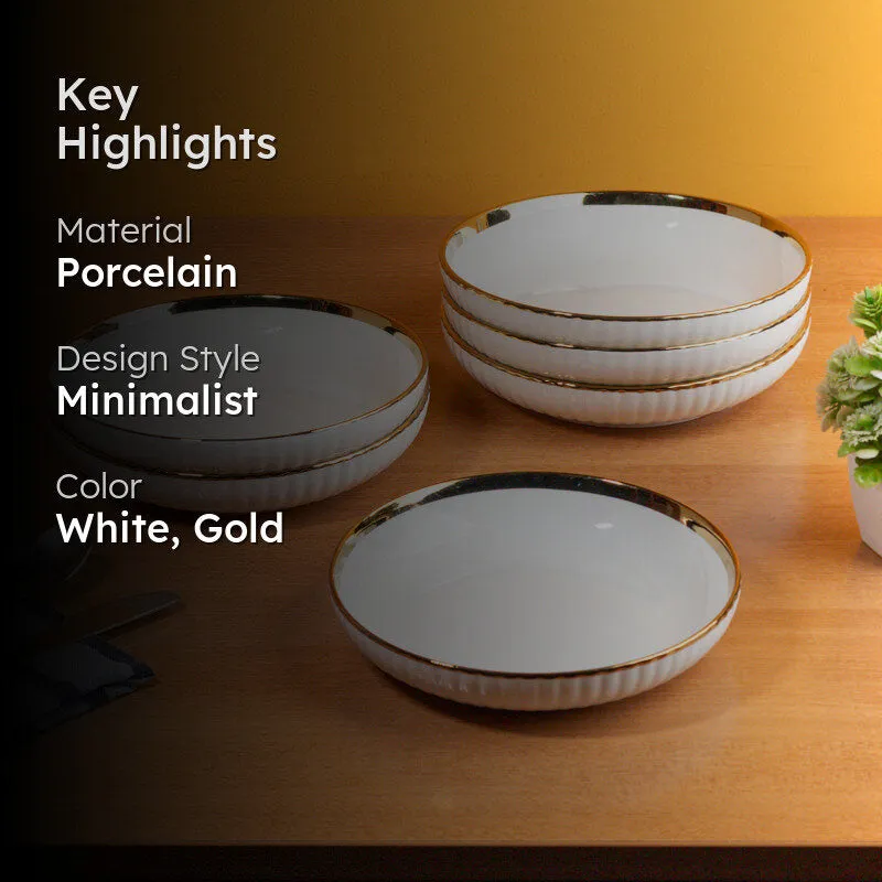 Elegant White Porcelain Quarter Plates with Gold Rim - Set Of Two media 2