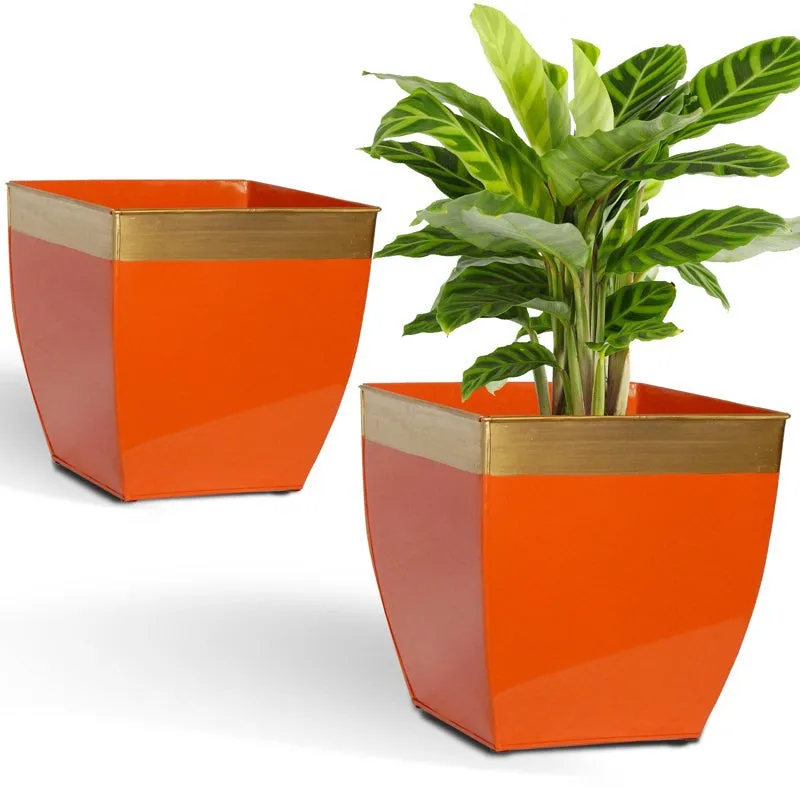 Yula Goldo Planter (Orange) - Set Of Two media 3