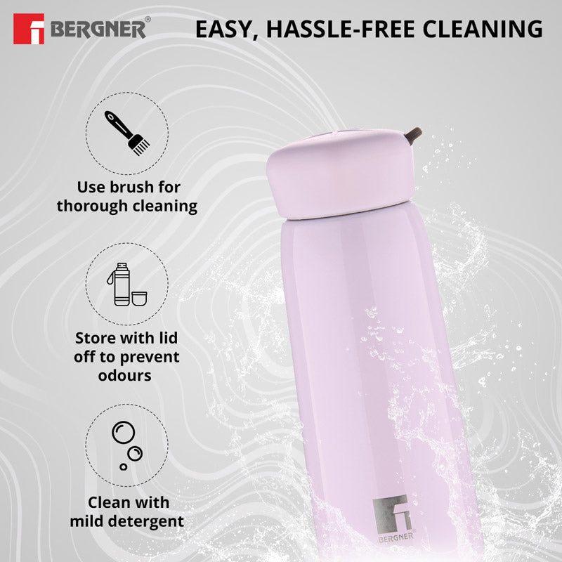Bergner Walking Lily Luxe Thermosteel Hot and Cold Flask (Pink) - 400 mL media 4