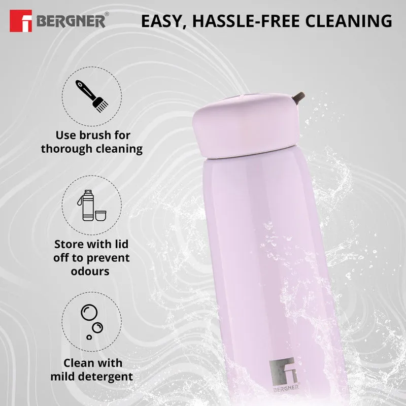 Bergner Walking Lily Luxe Thermosteel Hot and Cold Flask (Pink) - 400 mL media 4