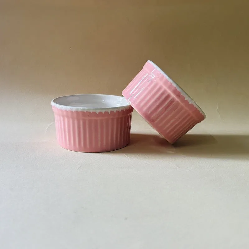 Ceramic Dessert Bowls (Pink,150 mL Each) - Set Of Two media 4