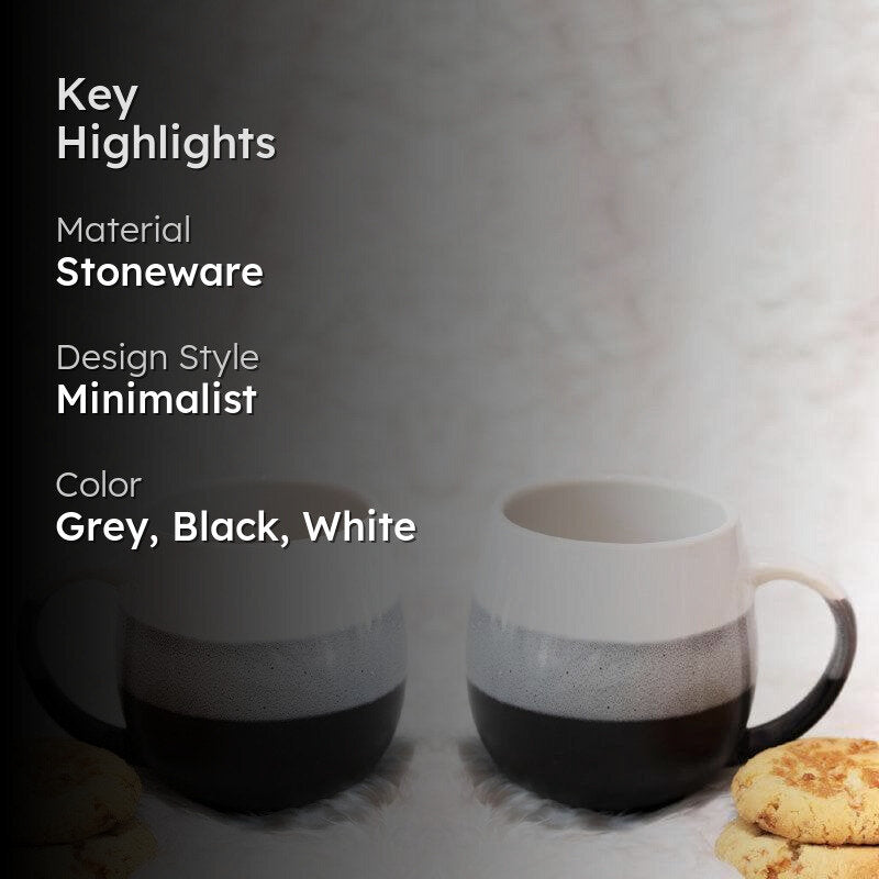 Wave Stoneware Coffee Mug (440 mL Each/Black) - Set of Two media 2