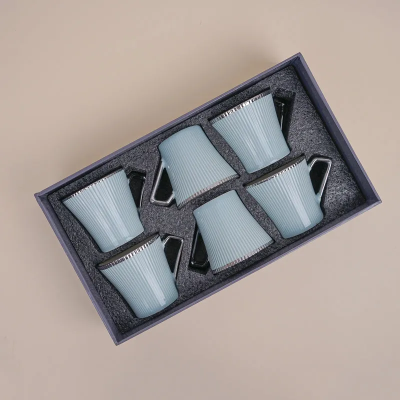 Thira Porcelain Tea Cup (180 mL Each/Blue) - Set of Six media 5