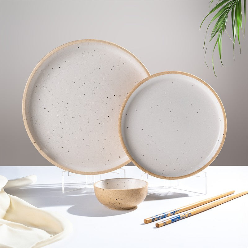 Speckled Beige Ceramic Dinner Set - 18 Piece Set media 3