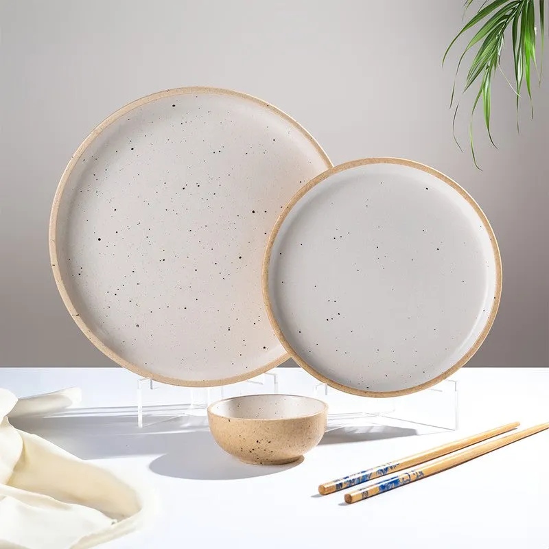 Speckled Beige Ceramic Dinner Set - 18 Piece Set media 3