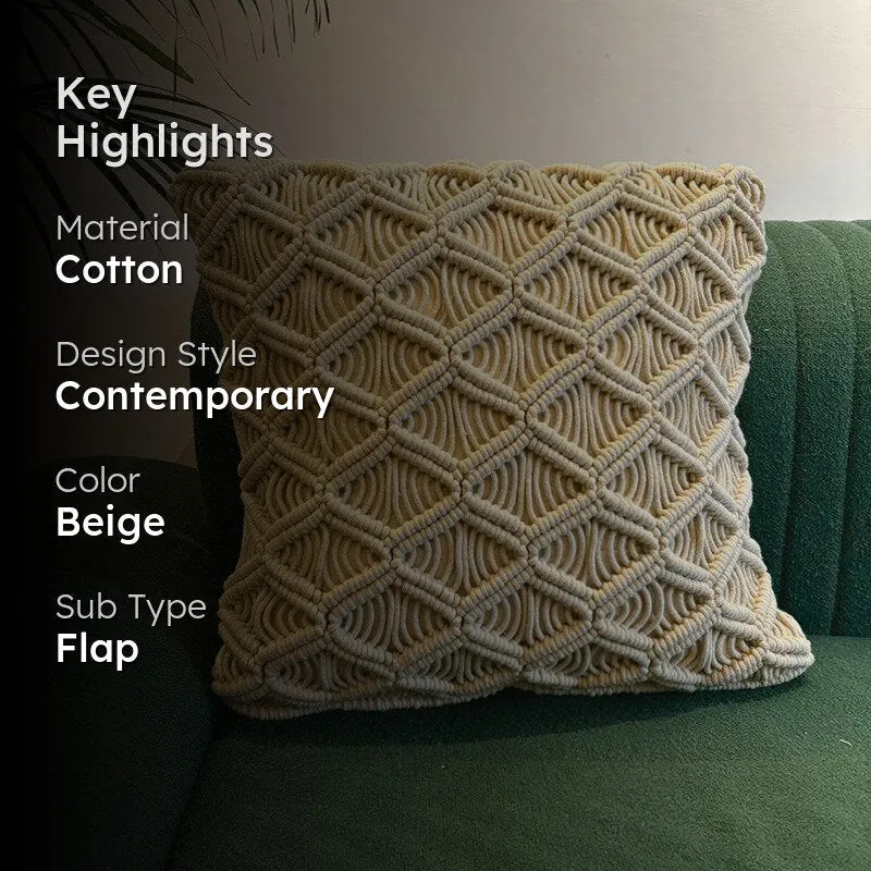 Loom & Light Macrame Textured Cotton Cushion Cover media 2