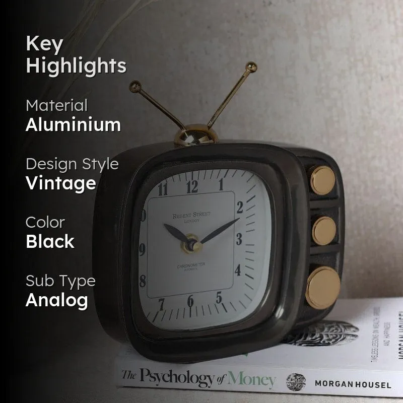 Dura Vintage TV Table Clock - Black media 2