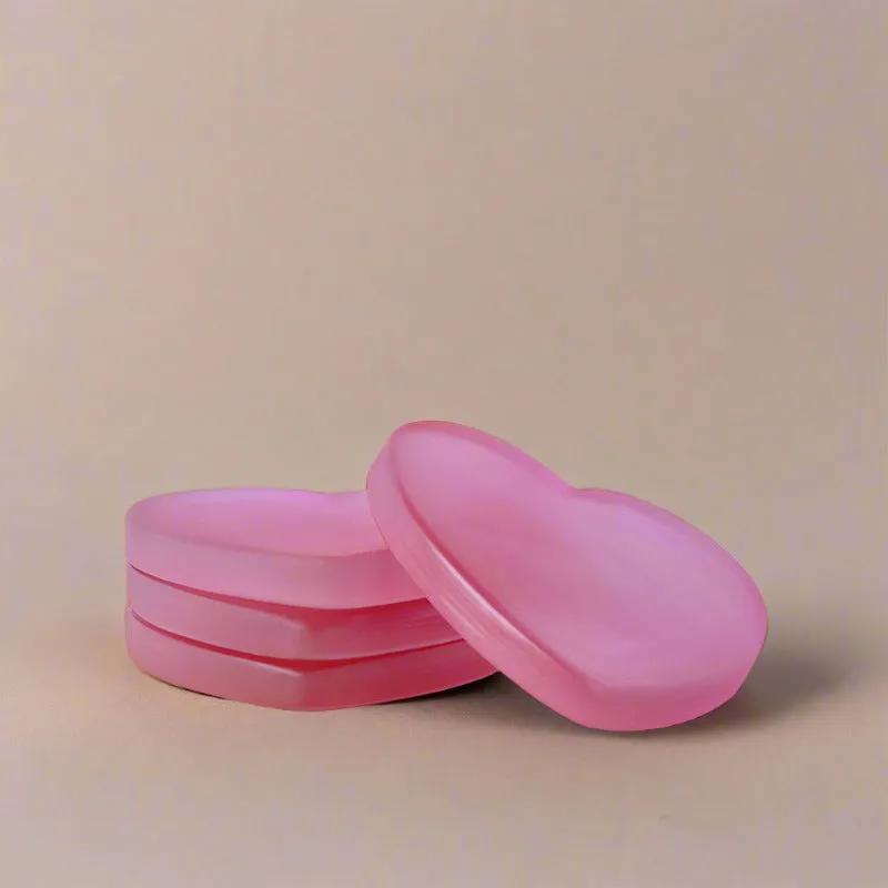Glossy Hearty Mist Glass Coaster (Pink) - Set Of Four media 1