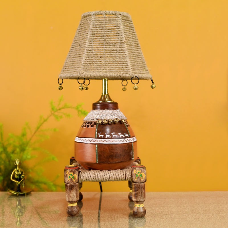 Giva Terracotta Table Lamp With Manji - Multicolor media 3