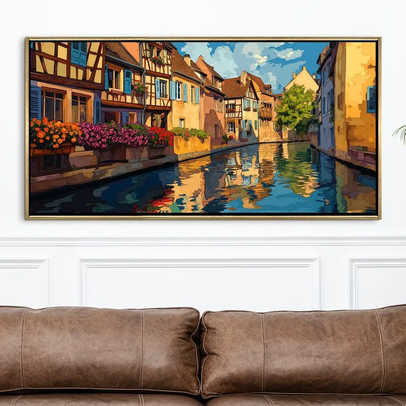 Luminous Waterscape Canvas Wall Painting With Frame media 4