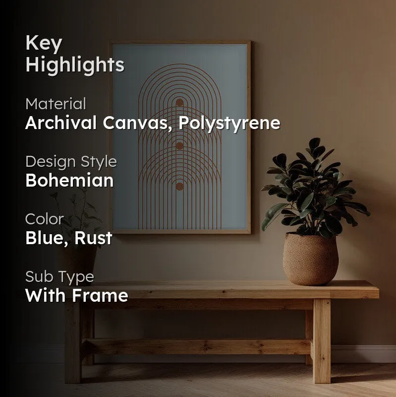 Azure Arches Canvas Wall Painting With Brown Frame media 2