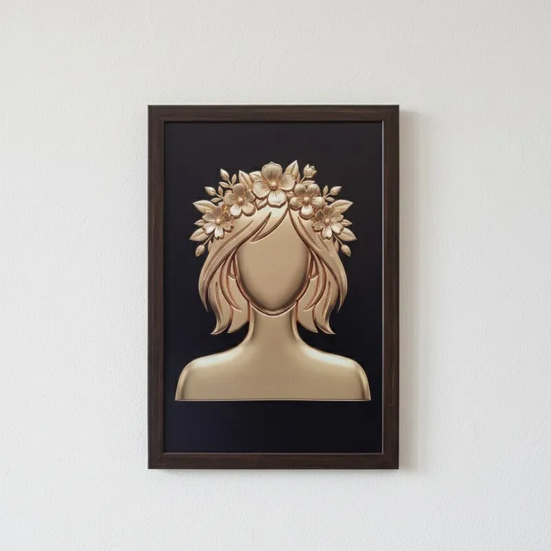Artistic Feminine Faces Wall Painting With Frame - Set Of Three media 6