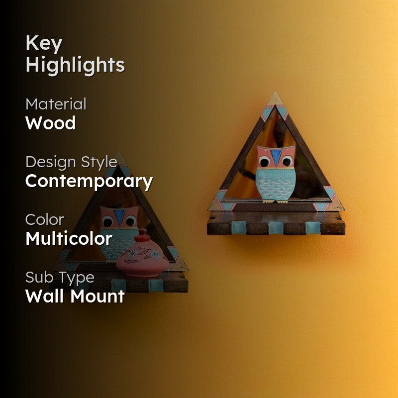 Owlery Triangle Wall Shelf - Set Of Two media 2