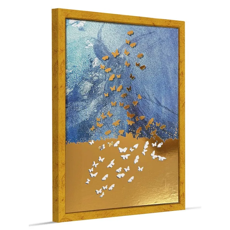 Golden Horizon Butterfly Wall Art With Frame media 3