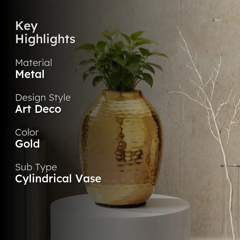 Petal Cascade Metal Vase -Gold media 2