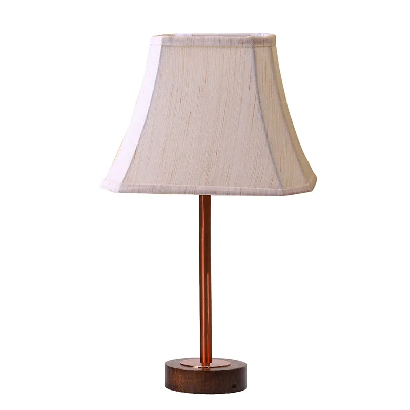 Ceylon Rodin Wooden Table Lamp - OffWhite,Copper,Brown media 4