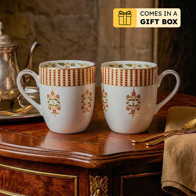 Gilded Coupe 24k Gold Brushed Porcelain Coffee Mug(280 mL Each) - Set Of Two - 280 ML
