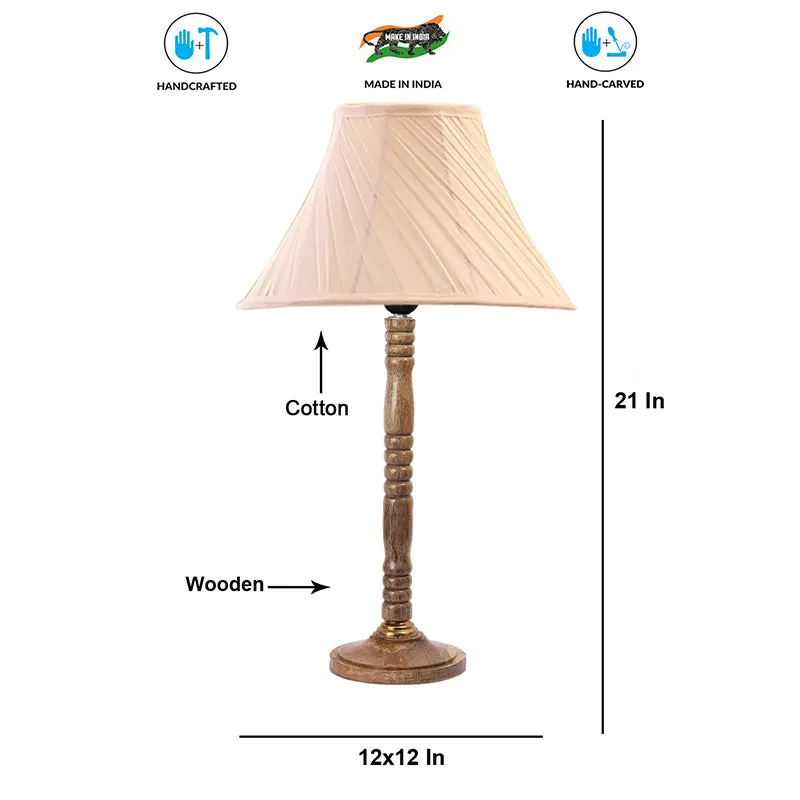 Hex Glow Table Lamp With Wooden Base - Ivory,Brown media 6
