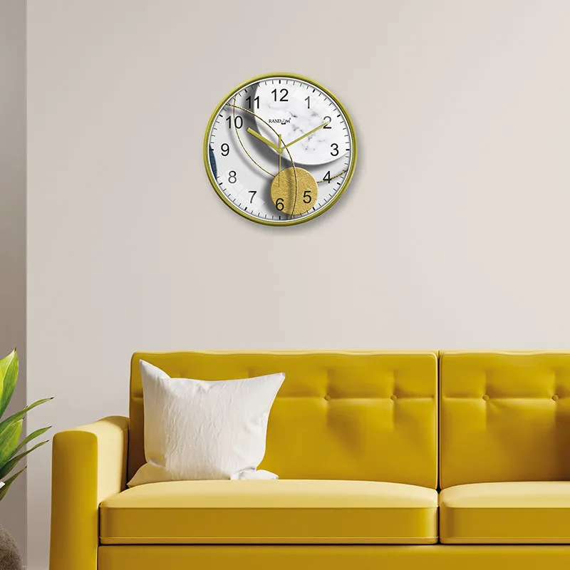 Stone & Gold Plastic Analog Wall Clock media 4