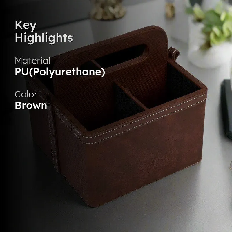 Ember Dote Leatherette Desk  Organiser -Brown media 2