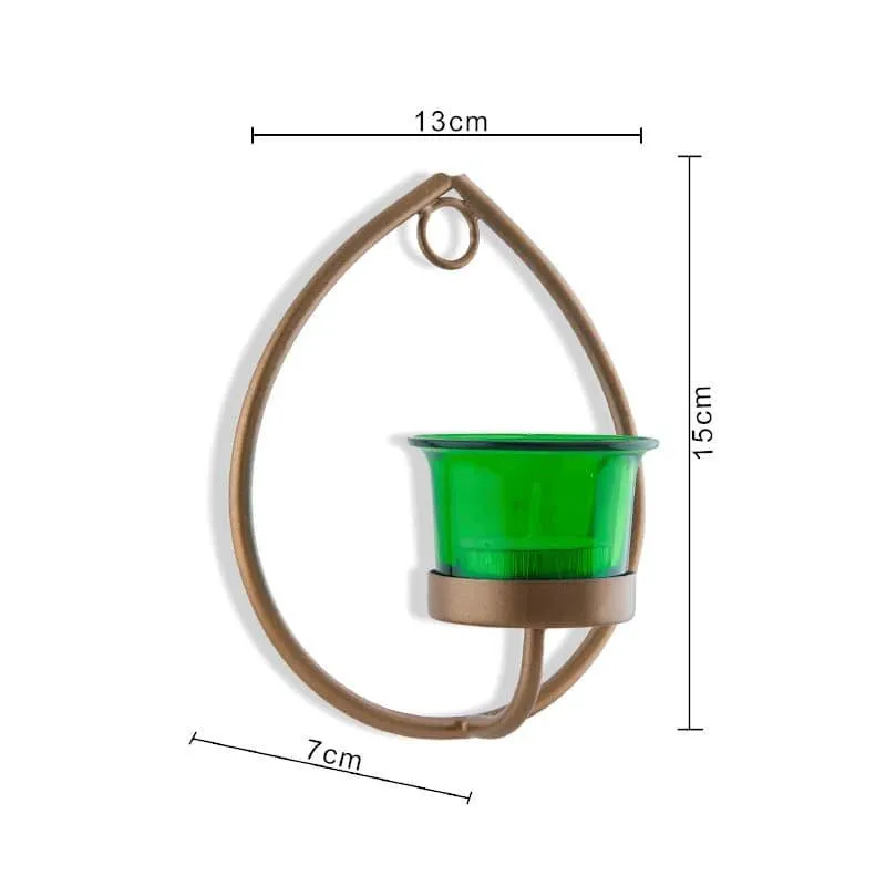 Gold Drip Sconce Candle Holder (Green) - Set Of Two media 5