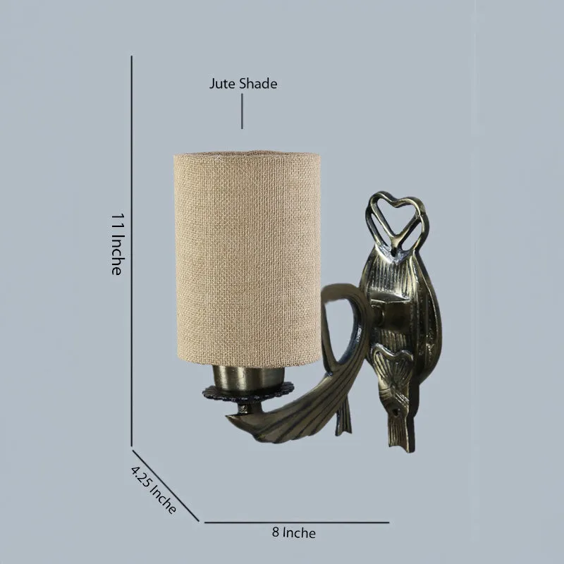 Love Gleam Atva Cylindrical Fabric & Metal Wall Lamp - Beige media 5