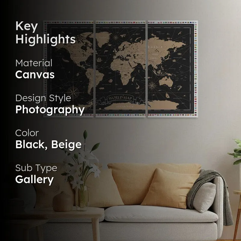 Vintage World Map Wall Art - Set Of Three media 2