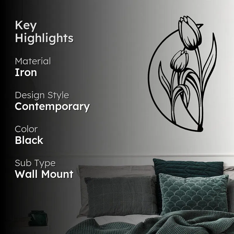 Tulips Black Iron Wall Accent media 2